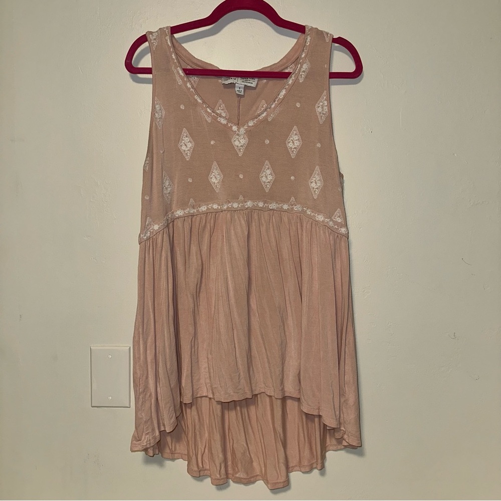 Torrid Blush Pink Embroidered Babydoll Tank